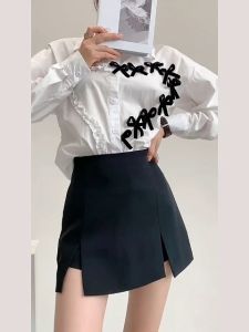 Korean Skirt Shorts for Women A- line short skirt High Waist Slim Anti-exposure skirt short skirt with side slit
