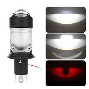 KEVANLY | 1pc H4 LED Motorcycle Headlight Devils Eye Bulbs Super Bright Spotlight 12V Hi/Lo Beam Lamp White 6000K DRL Projector Lens