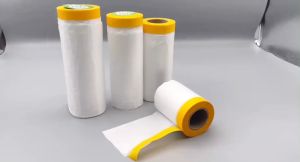 พลาสติกคลุมฝุ่น ยาว20เมตร พลาสติกปิดกันฝุ่น ชนิดมีเทปกาวใน เทปฟิล์มสำหรับงานพ่