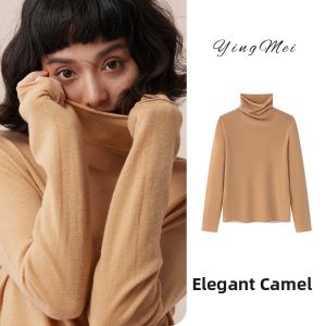YINGMEI | Pure Wool Pile Collar Long Sleeve Sweater for Women