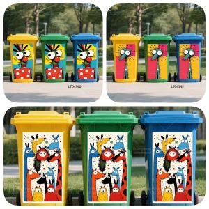 2026 New Year Decorations Doodle Style Container Stickers Outdoor Home Decoration Art Mural Decals bin stickers funny