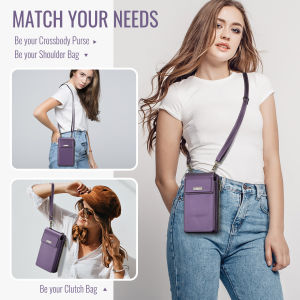 Crossbody Phone Bag for Women Leather Ladies Cross Body Handbags Waterproof Mobile Phone Pouch Small Cellphone Shoulder Bags Coin Purse Wallet Gifts for Girls