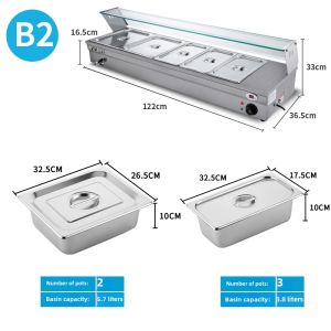Commercial Glass Cover Fast Food Insulation Desktop Electric Heating Buffet Hot Food Porridge Automatic Temperature Control Stainless Steel Rice Selling Stage
