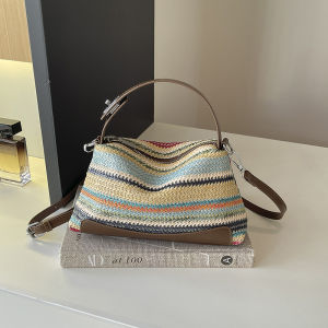 FQ1 Woven Straw Crossbody Bag For Women Summer Vacation Beach Handbag Commuter shoulder bag QF1