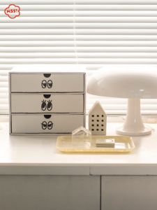 Adorable Three-Layer Drawer Box File Organizer Cute Desktop Storage Box Home Snacks Cat Magic Small Emotion Paper Storage Box