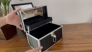 BX08 กล่องเครื่องสำอาง Mini makeup case อะลูมิเนียม สีดำ ขนาดเล็ก พร้อมกระจก