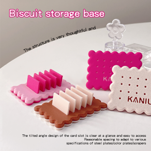 Kaniu Nail Art Steel Plate Storage Base Cookie-Shaped Color Chart Card Desktop Display Pen Holder Desktop Organizer Nail Tools