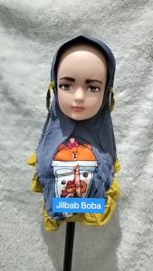 Hijab Gambar Boba Kerudung Jersey Anak TK Paud Jilbab Instan