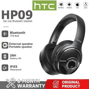 1-Year Warranty: HTC HP09 Over-Ear Bluetooth Headphones — Wireless Headset with Built-in External Speakers | Bluetooth Version 6.0 | Hi-Fi Audio Quality | Outdoor Speaker Function | IPX5 Water Resistance