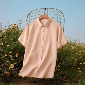 XIAOMENG | Short Sleeve Loose Lightweight Breathable Cotton Linen-Like Summer Shirt