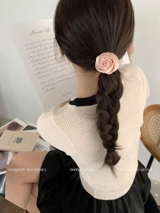XiangNan Rose Flower Hair Accessories Womens New Style Back of Head Clip Elegant Feelings Hair Ties Low Ponytail Side Clips