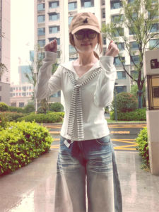 Chic Korean Style Long Sleeve T-Shirt Womens Spring Autumn Stripe Navy Collar Belted Slimming Base Layer Top Trendy Casual Wear