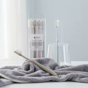 Macaron 4 Four-Piece Large Hanging Hole Couple Cleaning Gum Toothbrush Fine Soft Hair Toothbrush Japanese Adult Soft Hair