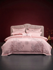 Mercury | Wedding Dragon Phoenix Embroidery 60-Count Long-Staple Cotton Sateen Sheet Set