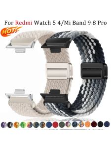 Magnetic Braided Nylon Loop Band for Xiaomi Redmi Watch 5 4 Strap Adjustable Sport Replacement Correa Bracelet Mi Band 9 8 Pro