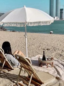 White High-End Outdoor Rainbow Beach Umbrella Large Garden Stall Sun Umbrella Courtyard Foldable Sunshade Beach Umbrella