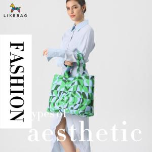 Tas Rajut LIKBAG2023 กระเป๋าโท้ที่มีความสะอาดสูง ถูกเทียมให้เปิดกระเป๋าโท้ทใหม่ สีตัดกัน