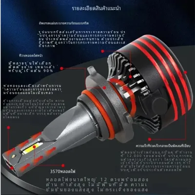 M8 PRO ไฟหน้ารถยนต์ LED ไฟหน้ารถยนต์ 9005、HB3、9006、HB4、H4、H7、100W、40000LM、CSP、3570、H1、H11、H8H9、ไฟหน้ารถยนต์、รถยนต์、6000K、6500K1PCS