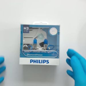 Philips | Philips Diamond Vision H3 12V 55W PK22s 12336DVS2 5000K Cool White Light Car Halogen Headlight Hi/lo Beam Auto Lamps
