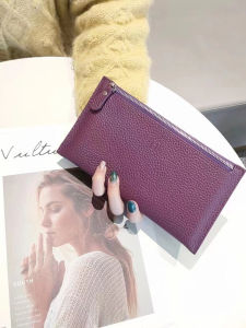 2025 Korean Style Ultra Thin Long Leather Wallet Casual Zipper Money Clip Soft Phone Holder for Young Women