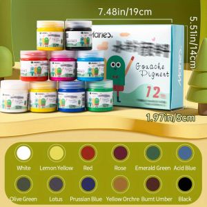 Maries Gouache Paint Set12 Colors 50ml/1.69oz BottlesRich Water-Based Pigment for CanvasWoodPaintingPerfect for Adults