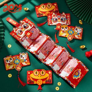 🧧3ชิ้นซองจดหมายสีแดงพับได้สำหรับเต้นรำแบบ3มิติพร้อมพู่6ช่องเสียบการ์ดซองจดหมายสีแดงสุดสร้างสรรค์กระเป๋าเงินสำหรับเด็กปีใหม่เทศกาลฤดูใบไม้ผลิของขวัญอวยพรซองใส่เงินอั่งเปา2025อั่งเปา