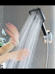 Square pressurized showerhead faucet bathroom shower shower water heater handheld pressurized showerhead