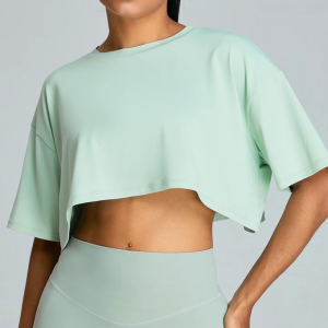 New summer breathable and quick-drying yoga wear for women loose running casual and versatile fitness top sports short-sleeved T-shirt TM0177-A