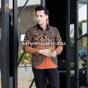 Kemeja Batik Premium - Motif Keo Warna Hitam Oren