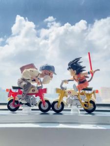 Bandai | 10cm Anime Dragon Ball Z Figure Son Goku Figure Son Goku Master Roshi PVC GK Figures Motorcycle Anime Collectible Model Toy Gift