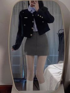 Suit Skirt Small Womens Spring Sheath A- line Pure Desire Gray Skirt High Waist Slimming All-Matching XS Skirt