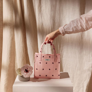 Cath Kidston ขนาดเล็ก Open Handbag กระเป๋า Water Resistant กล่องอาหารกลางวัน ลิขสิทธิ์ LADYBIRD เต่าทอง ขนาด ชมพู สีเทา