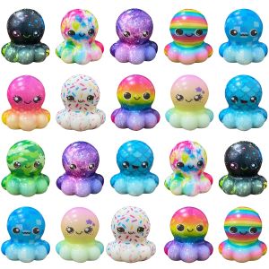 12/24PCS Kids Adult Mini Kawaii Octopus Cute Stress Relief Squeeze Toys Random Slow Rising Toy Carnival Goodie Party Send Gift