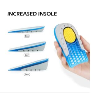 1 Pair Silicone Gel Heel Enhancement Insoles - Gel Heel Cushion Half Cushion Soft Elastic Arch Support Orthotic Insoles Mens Womens Height Enhancement Insoles
