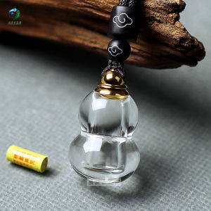 Natural White Crystal Gourd Amulet Pendant Waterproof Seal Yaoshen Curse Gaowu Box Vermilion Hollow Necklace Pendant