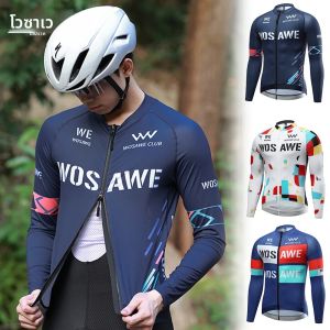 WOSAWE ผู้ชายขี่จักรยาน JERSEY ฤดูร้อนเสื้อแขนยาว Maillot Ciclismo Mountain Road BIKE JERSEY ทีม Pro เสื้อจักรยานเสื้อผ้า