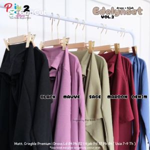 COD Dress Gamis Cringkle Motif Polos Free Jilbab Anak Perempuan Usia 7-9 Tahun Edelynn Vol2