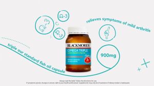น้ำมันปลา แพ็คเกจใหม่ Blackmores anti-inflammatory FISH OIL Odourless 1000 natural source of omega-3 400 capsules