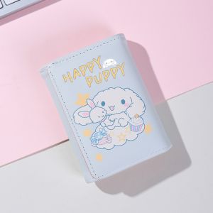 Cute Cartoon Pachat Dog Short Wallet for Women Large Capacity Student Money Clip Tri-fold Button Card Holder Coin Purse
