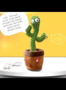 Original - Cactus Dancing Doll Talking Toy Mainan Kaktus Goyang Menari Bicara