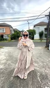 Elodie Dress By Secondsign: Bahan Linen Woody Premium All Size Gamis Wanita Muslim