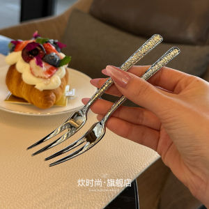 Heavy Duty Hammered Fruit Fork 18/10 Stainless Steel Moon Cake Salad Dessert Fork Dining Utensils by C-SISAN Cookware Brand