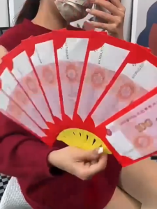 Lucky Chinese Red Envelopes Fan Shaped Hong Bao Brings you Health&Wealth for Spring Festival Wedding Birthday