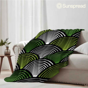 Beast Kingdom | Gradient Scallop Lines Soft Warm Flannel Blanket Lightweight Cozy Christmas Halloween Home Decor Room