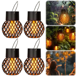 Outdoor Solar Hanging Flame Lamp with Hollow Design Branch Atmosphere LED Light for Courtyard Garden Pendant Light