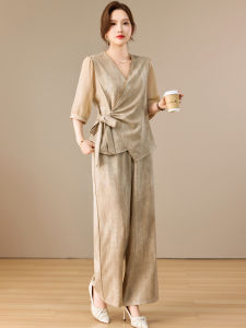 YICHUNRONG | Elegant Fashionable Waist-cinching Summer Set for Mature Women