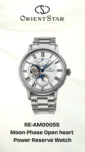 Orient Star RE-AM0005S Moon Phase Open heart Power Reserve Mens Watch
