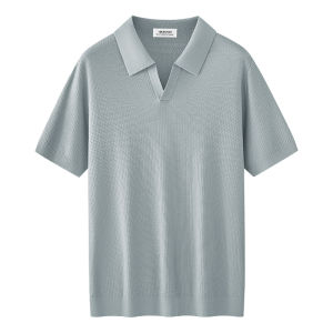 MiiOW | เสื้อโปโลผ้าไหมฤดูร้อนสำหรับผู้ชาย แขนสั้น ระบายอากาศได้ดี ทรงหลวม สวมใส่สบาย คอตั้ง ทรงปกติ