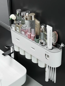 ANLY Shop Magnetic Wall-Mounted Toothbrush Holder – Multifunctional Bathroom Organizer & Space-Saving Storage Rack -  TBrush2
