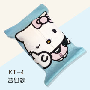 Hello Kitty Cat Cotton Linen Fabric Car Mounted Tissue Box Paper Towel Bag/ Holder Tablecloth Case Japanese Style Decorative Tissue Box